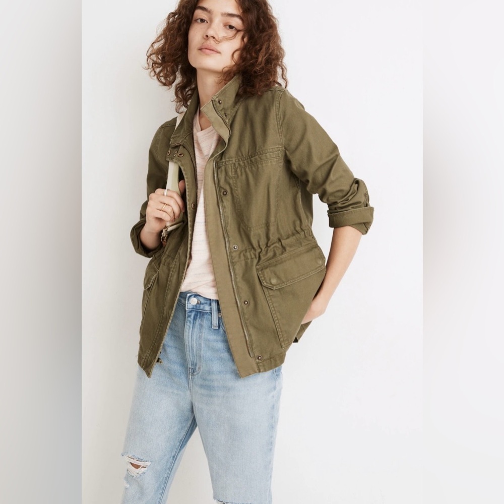 MADEWELL Dispatch Jacket Olive Army Green Military Style Canvas Size XS